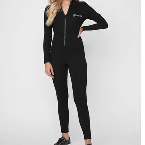 GUESS NWT Jet Black “Gabe” long sleeve rubbed jumpsuit